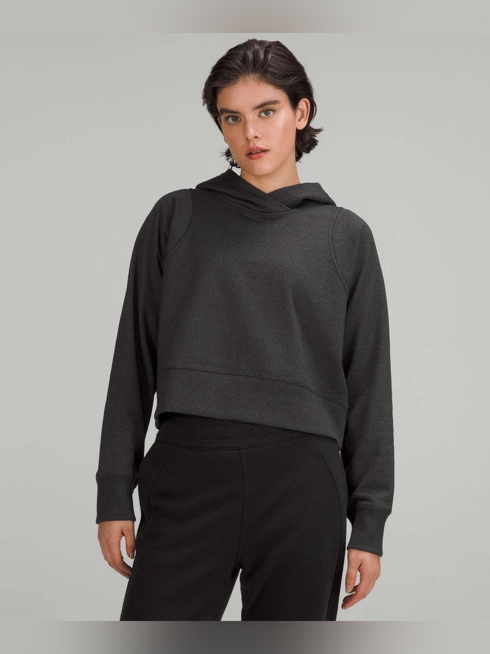 Lululemon Loungeful Cropped Hoodie *Spark Black / Black
